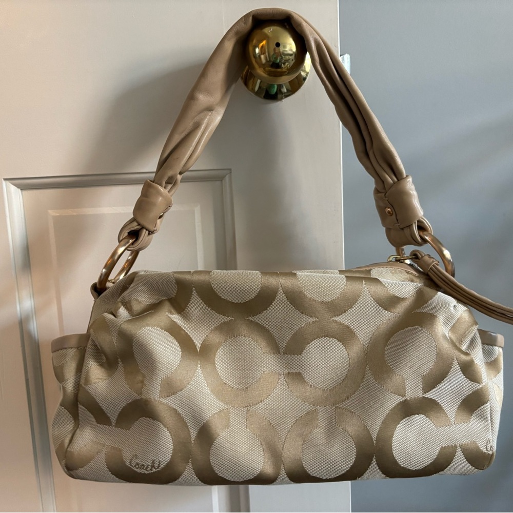 Coach Tan and Cream Shoulder Bag